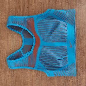 Nike Women's Blue Orange Training Flyknit High Support Sports Bra L